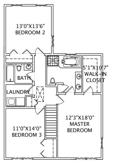 Floor Plan Second Story of Traditional Plan #110-1093
