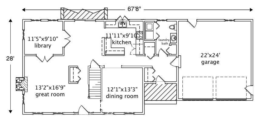 Floor Plan First Story of Colonial Plan #110-1094
