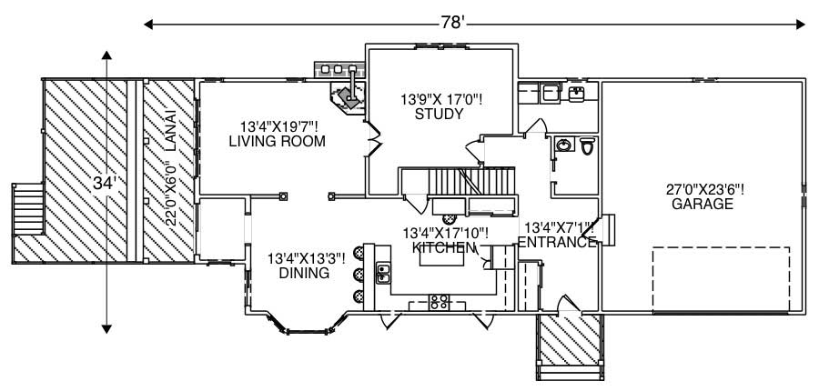 Floor Plan First Story of Cape Cod Plan #110-1099