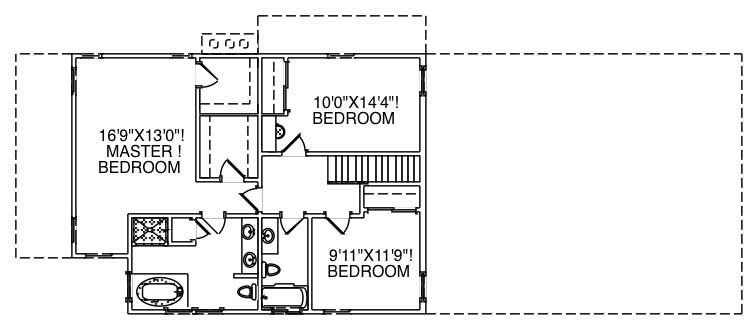 Floor Plan Second Story of Cape Cod Plan #110-1099