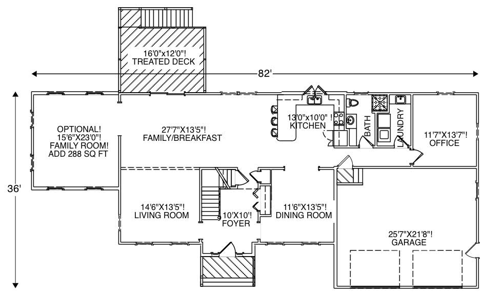 Floor Plan First Story of European Plan #110-1100