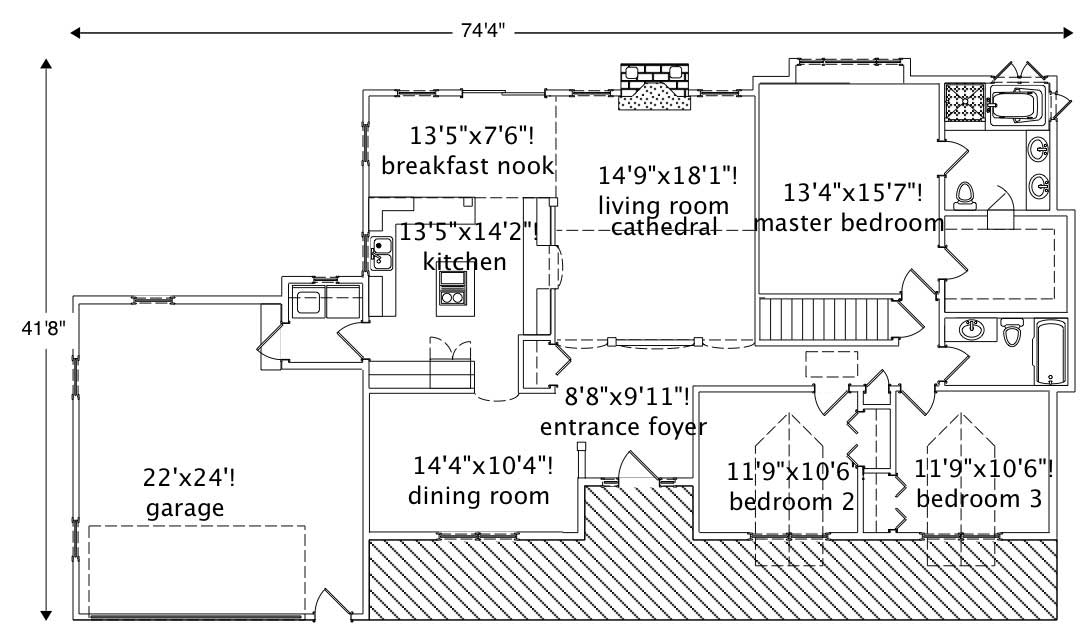 Floor Plan First Story of Country Plan #110-1103