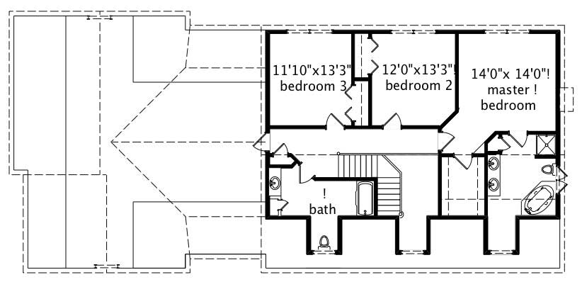 Floor Plan Second Story of Country Plan #110-1104
