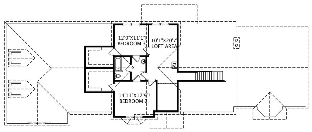 Floor Plan Second Story of Cape Cod Plan #110-1108