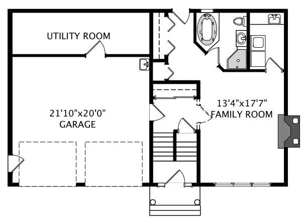 Floor Plan Basement of Country Plan #110-1109