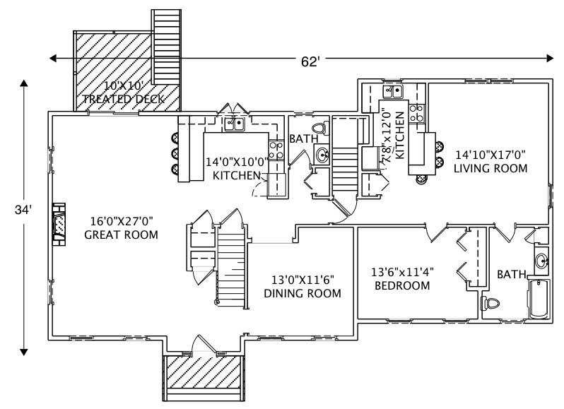 Floor Plan First Story of Colonial Plan #110-1110