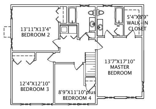 Floor Plan Second Story of Country Plan #110-1113