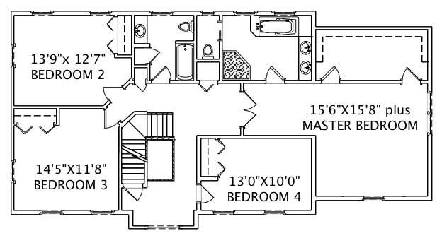 Floor Plan Second Story of Country Plan #110-1116