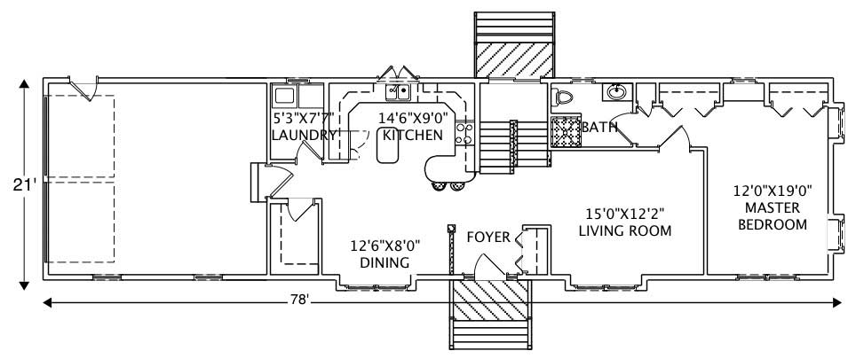 Floor Plan First Story of Country Plan #110-1118