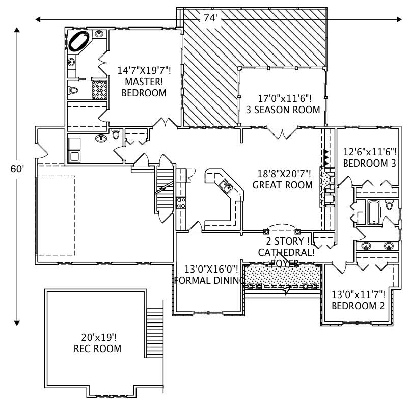 Floor Plan First Story of European Plan #110-1119