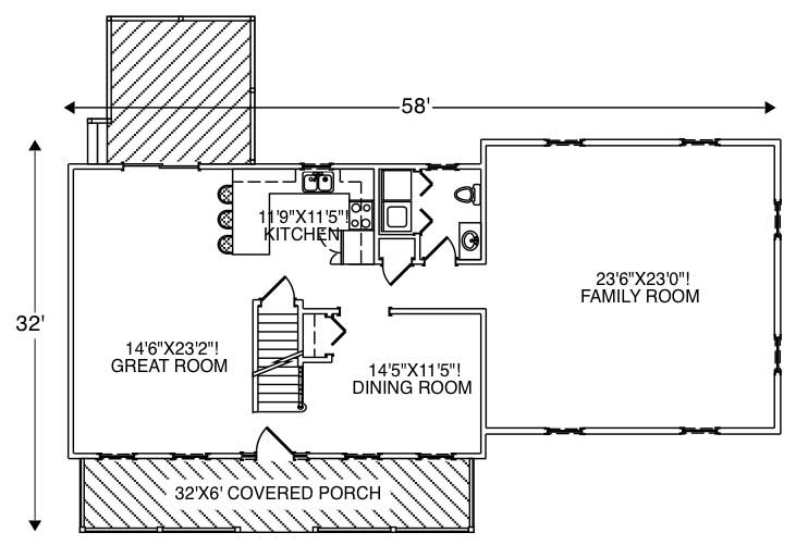 Floor Plan First Story of Country Plan #110-1123