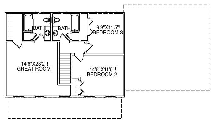 Floor Plan Second Story of Country Plan #110-1123