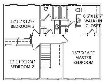 Floor Plan Second Story of Country Plan #110-1124
