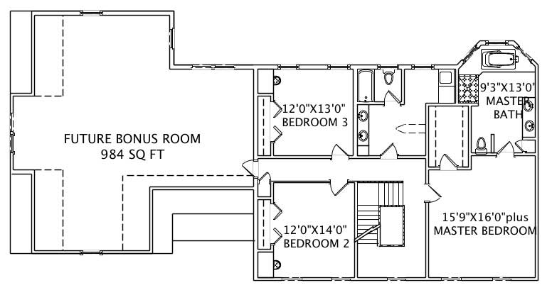 Floor Plan Second Story of Country Plan #110-1125