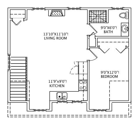 Floor Plan Second Story of Garage w/Apartments Plan #110-1128