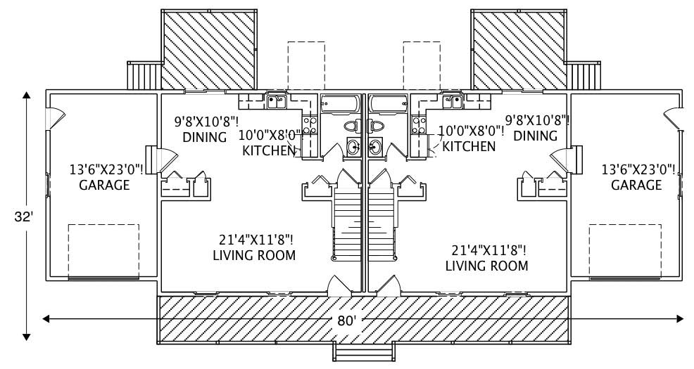 Floor Plan First Story of Multi-Unit Plan #110-1135