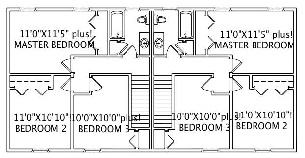 Floor Plan Second Story of Multi-Unit Plan #110-1135
