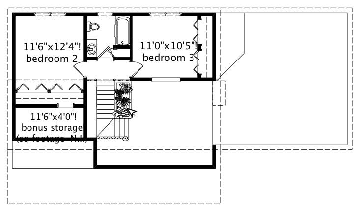 Floor Plan Second Story of Cape Cod Plan #110-1140