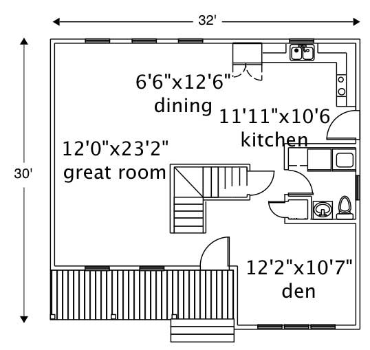 Floor Plan First Story of Country Plan #110-1141