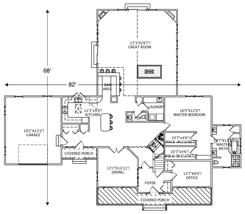 Floor Plan First Story of Cape Cod Plan #110-1147