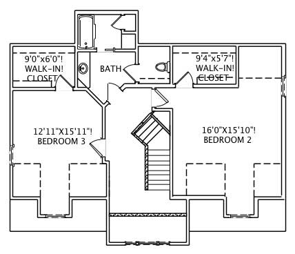 Floor Plan Second Story of Cape Cod Plan #110-1147