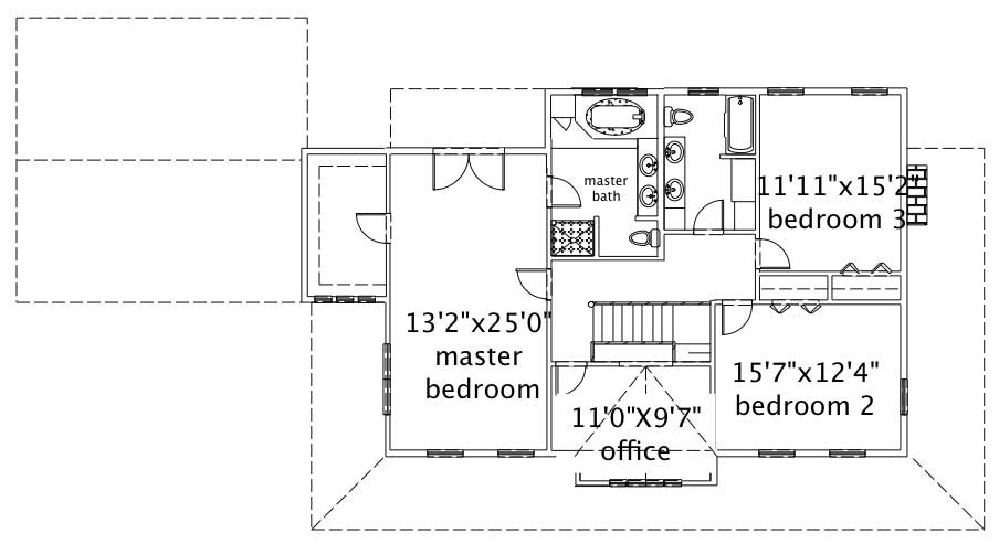 Floor Plan Second Story of Country Plan #110-1153