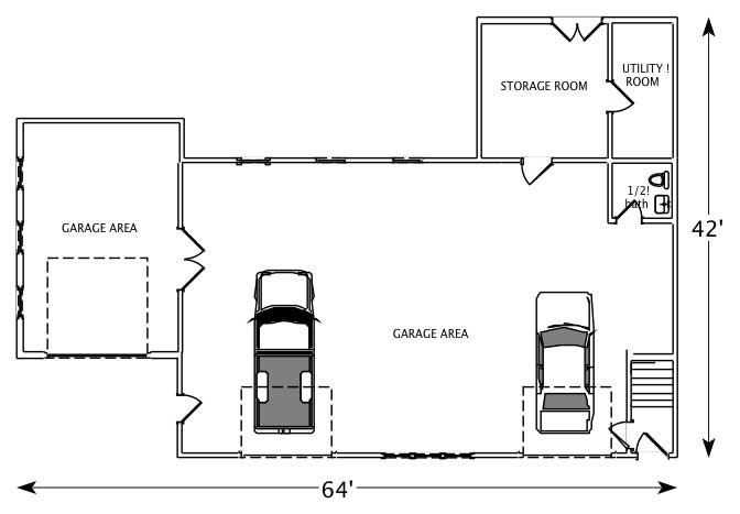 Floor Plan First Story of Garage w/Apartments Plan #110-1154