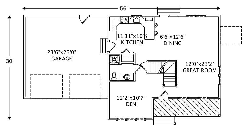 Floor Plan First Story of Country Plan #110-1162