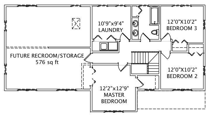 Floor Plan Second Story of Country Plan #110-1162
