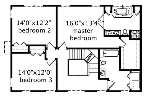 Floor Plan Second Story of Cape Cod Plan #110-1163