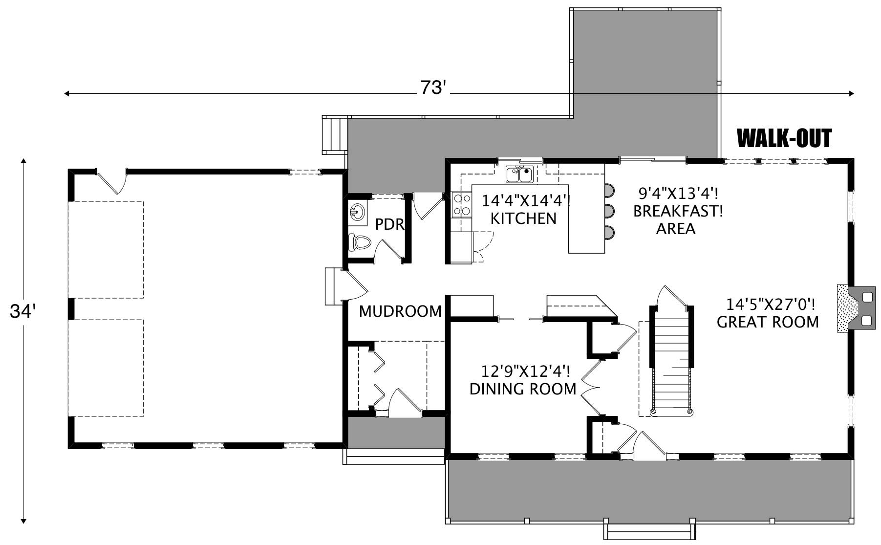 Floor Plan First Story of Country Plan #110-1164