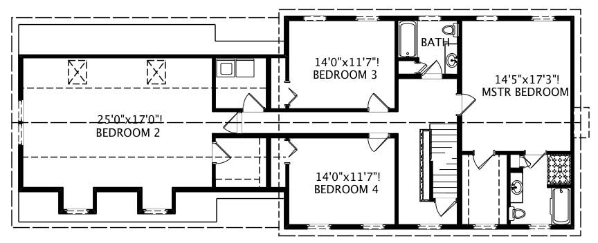Floor Plan Second Story of Country Plan #110-1164