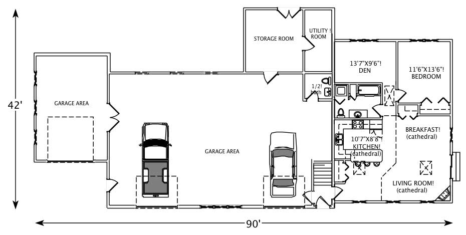Floor Plan First Story of Garage w/Apartments Plan #110-1167