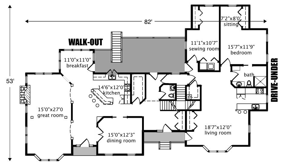 Floor Plan First Story of Country Plan #110-1170