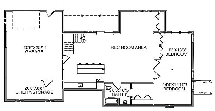 Floor Plan Basement of Country Plan #110-1172