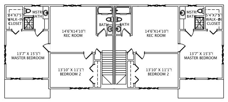 Floor Plan Second Story of Multi-Unit Plan #110-1173