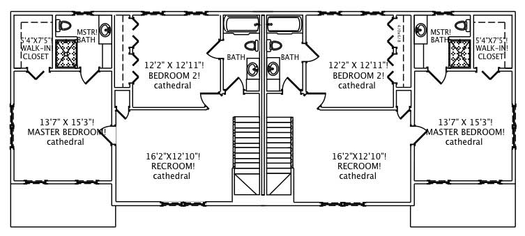 Floor Plan Second Story of Multi-Unit Plan #110-1174