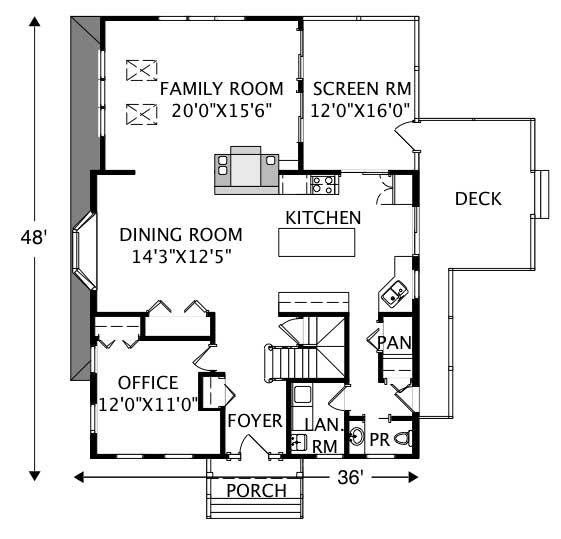 Floor Plan First Story of Colonial Plan #110-1178
