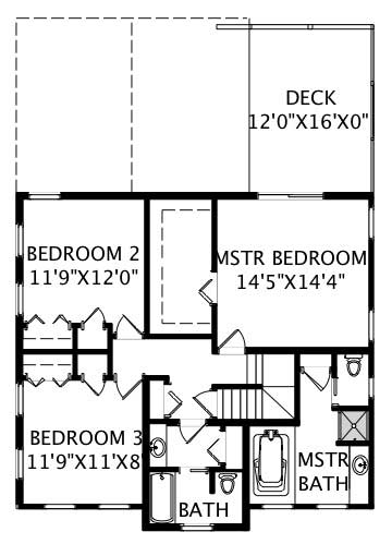 Floor Plan Second Story of Colonial Plan #110-1178