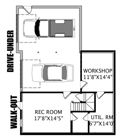 Floor Plan Basement of Colonial Plan #110-1178