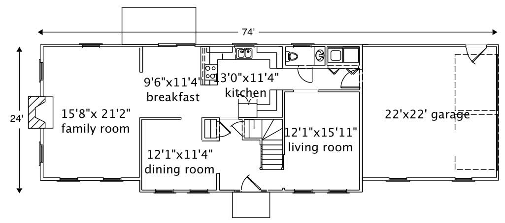 Floor Plan First Story of Colonial Plan #110-1179