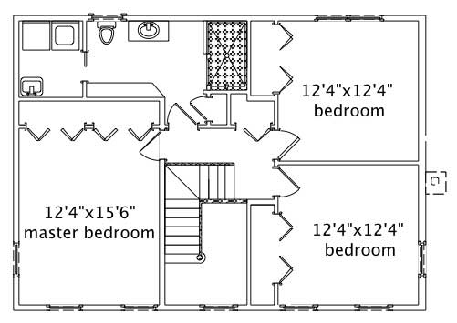 Floor Plan Second Story of Colonial Plan #110-1182