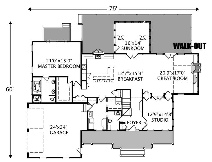 Floor Plan First Story of Cape Cod Plan #110-1183