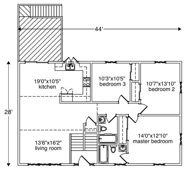 Floor Plan First Story of Multi-Level Plan #110-1185