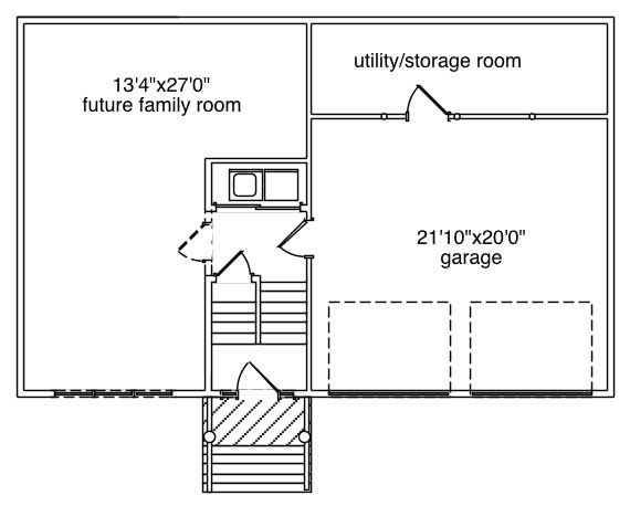 Floor Plan Basement of Multi-Level Plan #110-1185