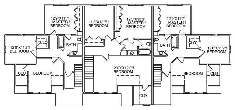 Floor Plan Second Story of Multi-Unit Plan #110-1188