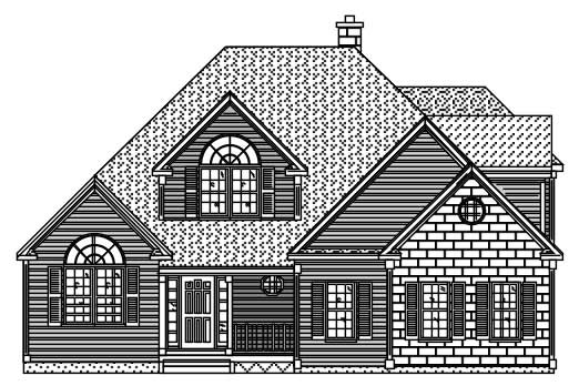 This is a black and white rendering of these European House Plans.