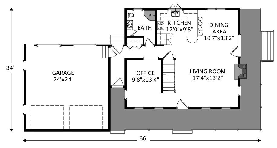 Floor Plan First Story of Country Plan #110-1190
