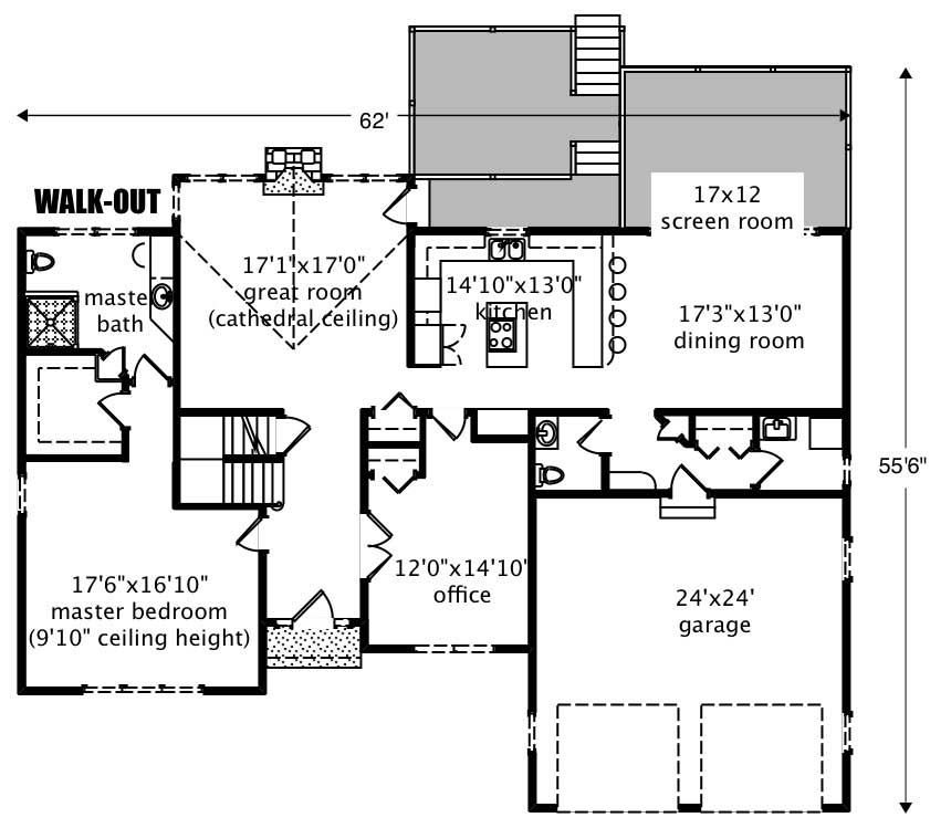 Floor Plan First Story of Cape Cod Plan #110-1191
