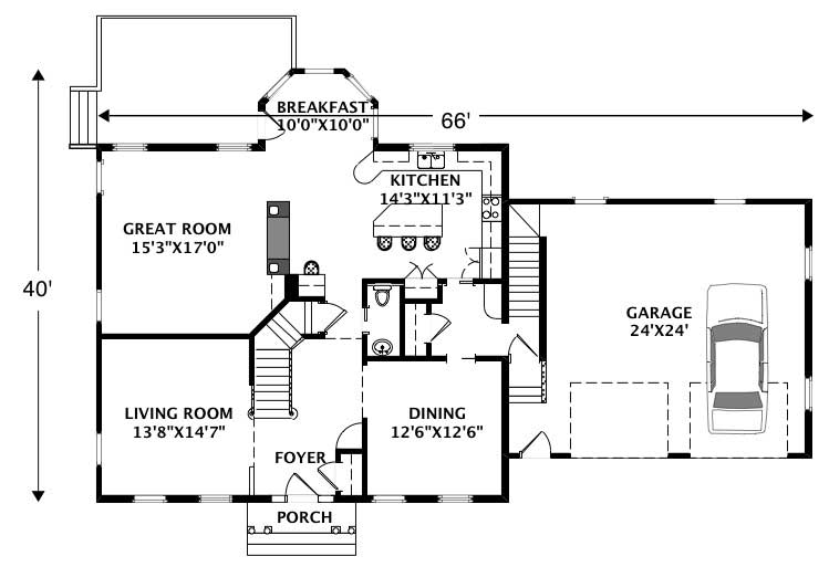 Floor Plan First Story of Country Plan #110-1192